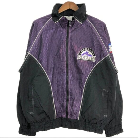 Pro Player MLB Colorado Rockies Nylon Jacket XL Men's Used Purple 90s - Picture 1 of 6